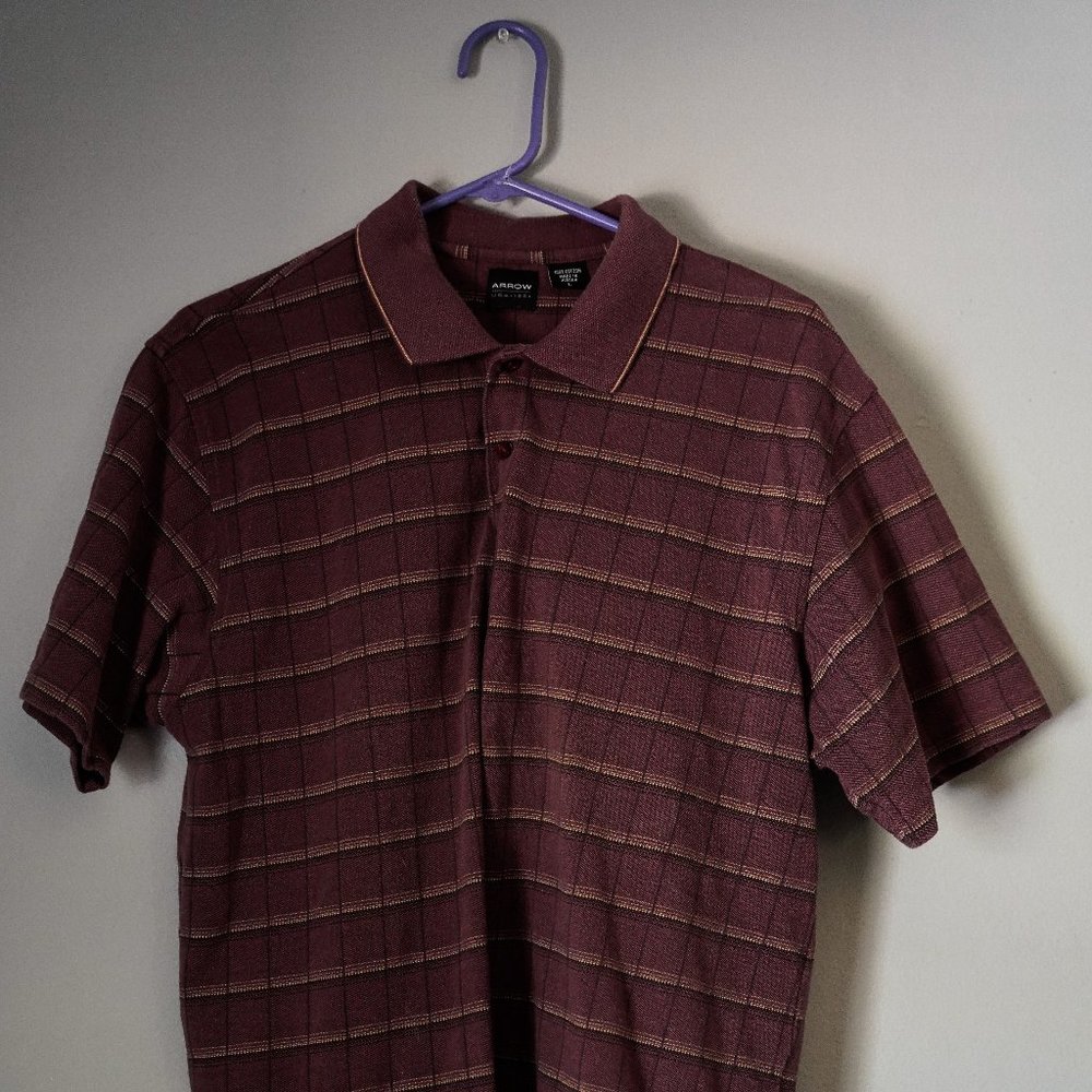 VINTAGE Arrow 1851 Collared T-shirt 100% Cotton L POLO